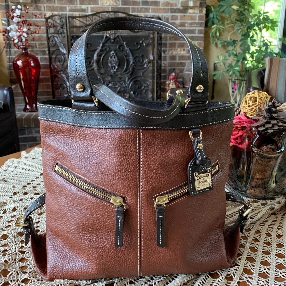 Dooney Bourke Front Zipper Pebble Leather Satchel